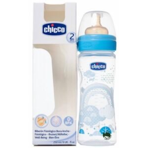 BIBERÓN CHICCO 2M+ BOCA ANCHA AZUL