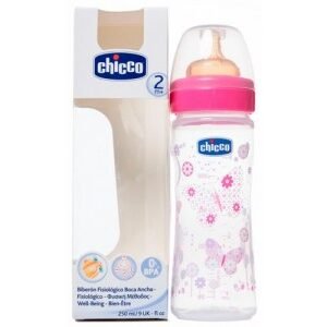 BIBERÓN CHICCO 2M+ BOCA ANCHA ROSA